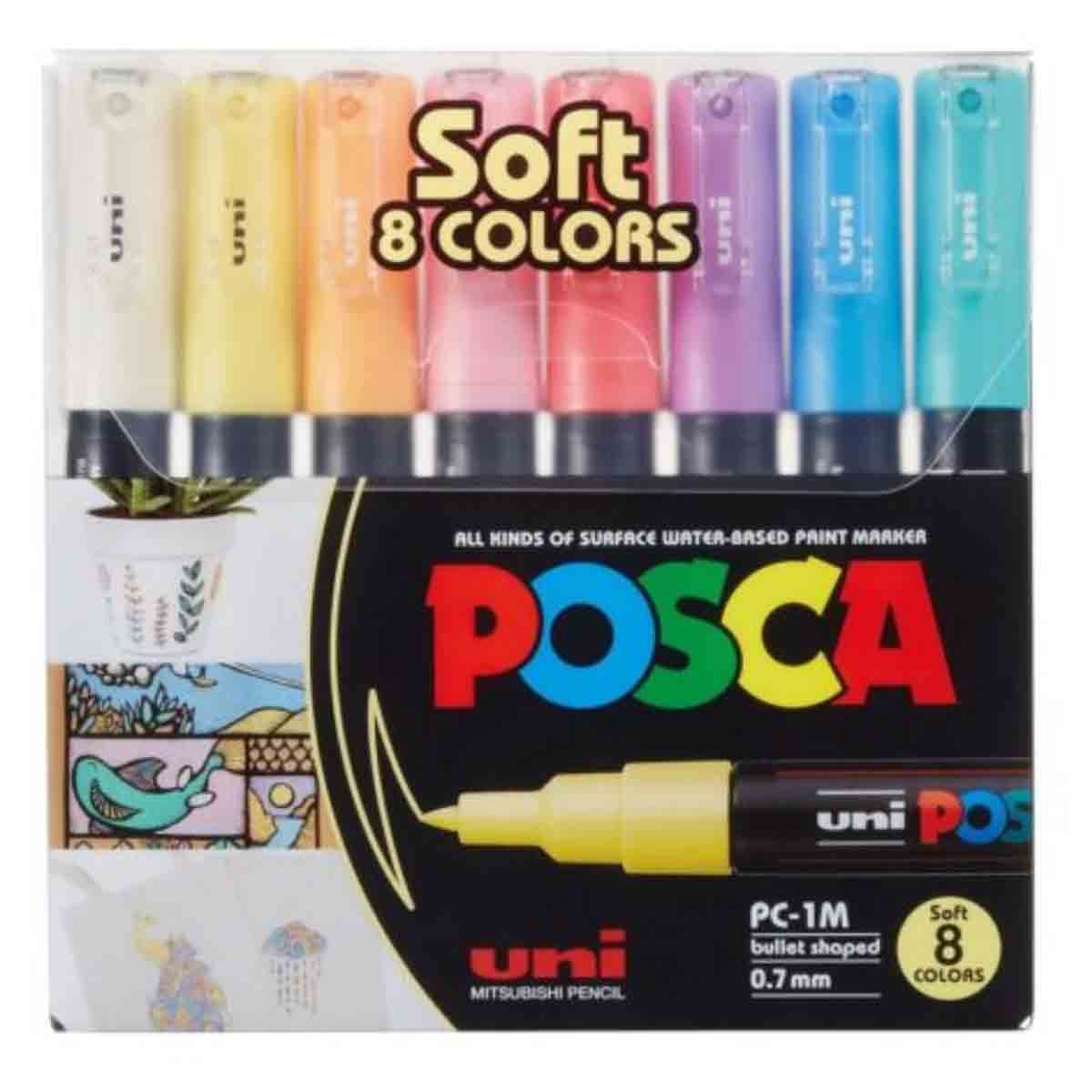 يوني بوسكا مجموعة 8 أقلام تلوين دائمة سوفت كولور