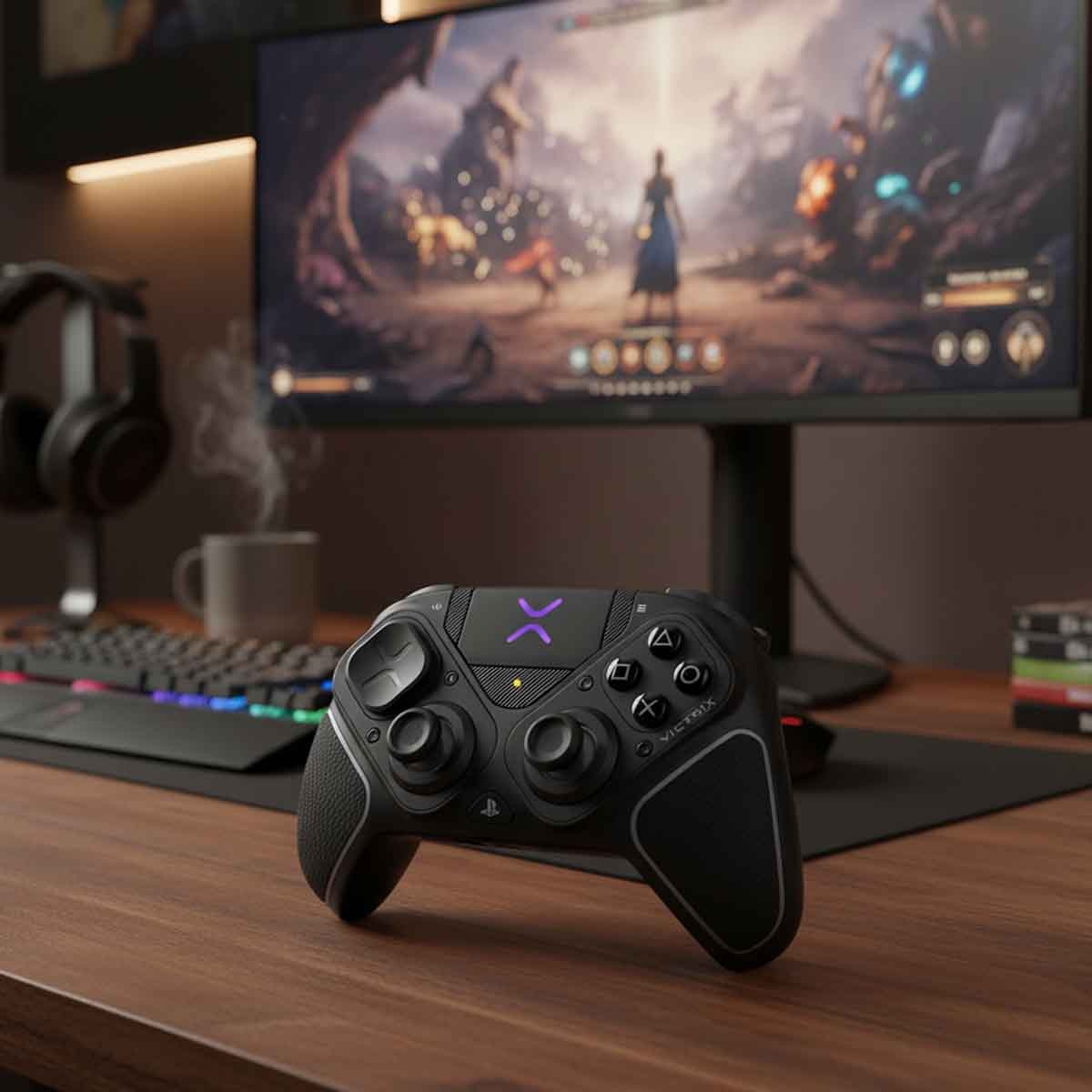 فيكتركس أسود وحدة تحكم ألعاب لاسلكية برو بي إف جي ريلودد