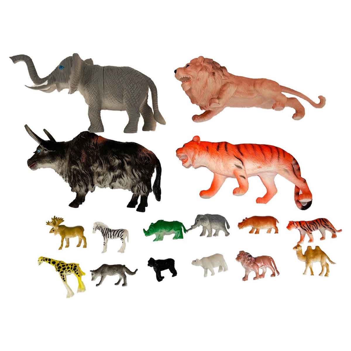 جيا زو مجموعة تماثيل الحيوانات البرية مكونة من 19 قطعة للجنسين، عمر 3-4 سنوات