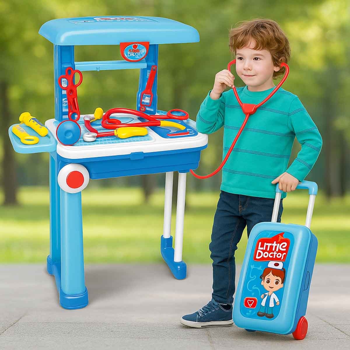 شيونغ تشينغ مجموعة عربة طبيب محمولة للأطفال للجنسين 3-4 سنوات