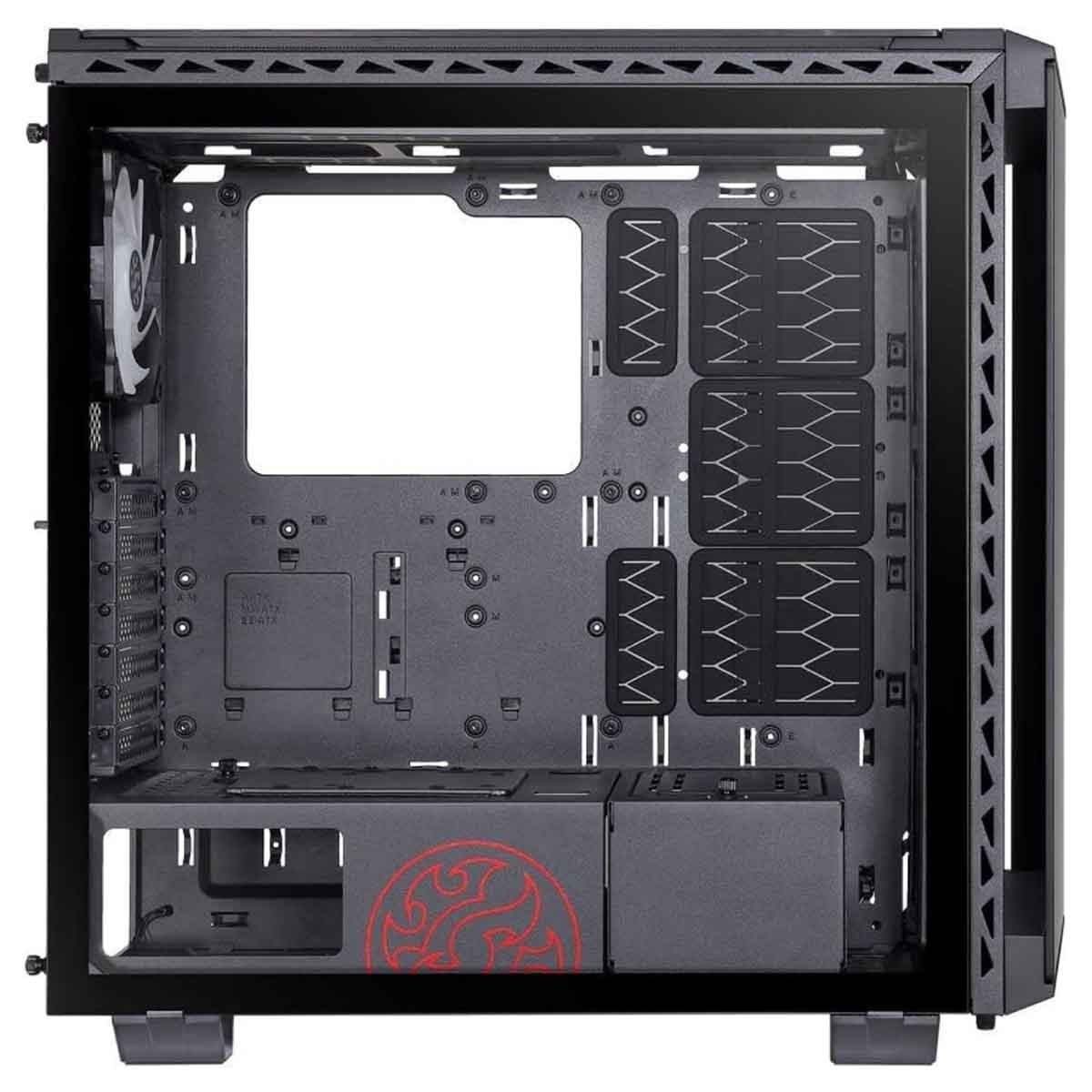إكس بي جي كيس كمبيوتر ATX باللون الأسود مع 4 مراوح ARGB وزجاج مقسى من أربع جهات سلسلة Battlecruiser
