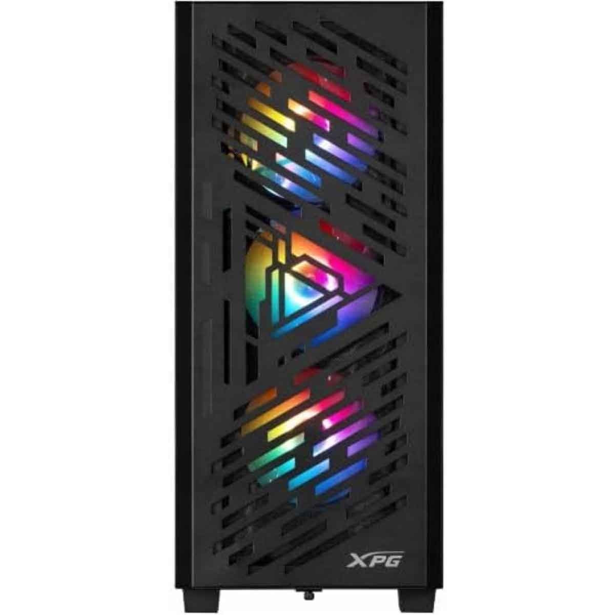 إكس بي جي كيس كمبيوتر ATX باللون الأسود مع 4 مراوح ARGB سلسلة Lander 501 ولوحة أمامية شبكية RGB