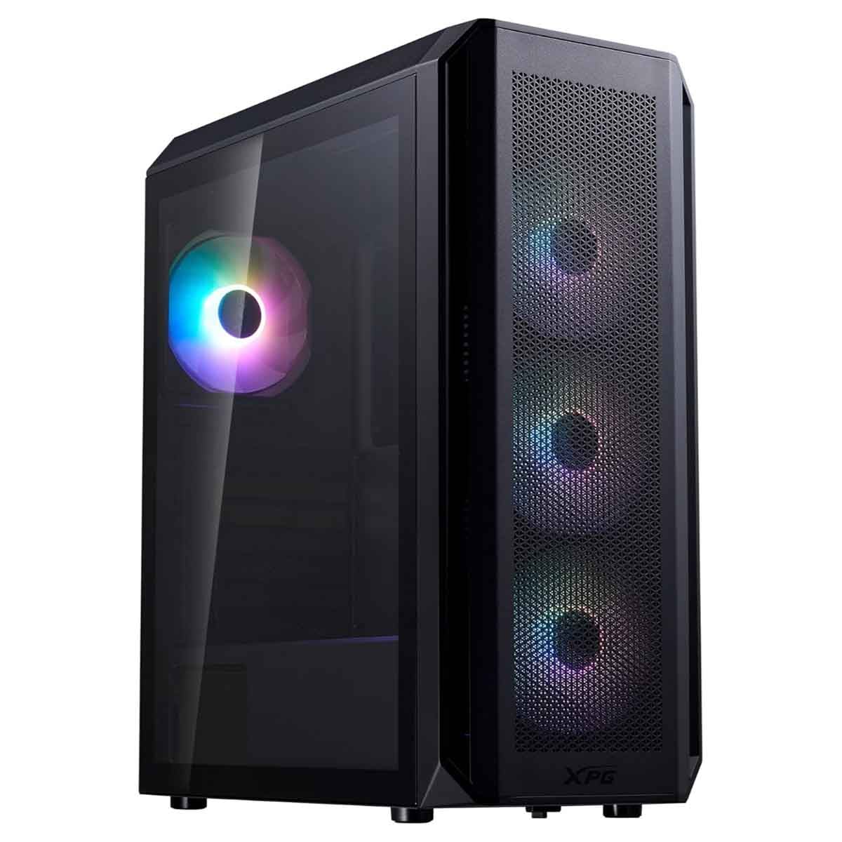 إكس بي جي كيس كمبيوتر ATX باللون الأسود مع 4 مراوح ARGB سلسلة Valor Air Plus مع دعم ردياتير 360mm