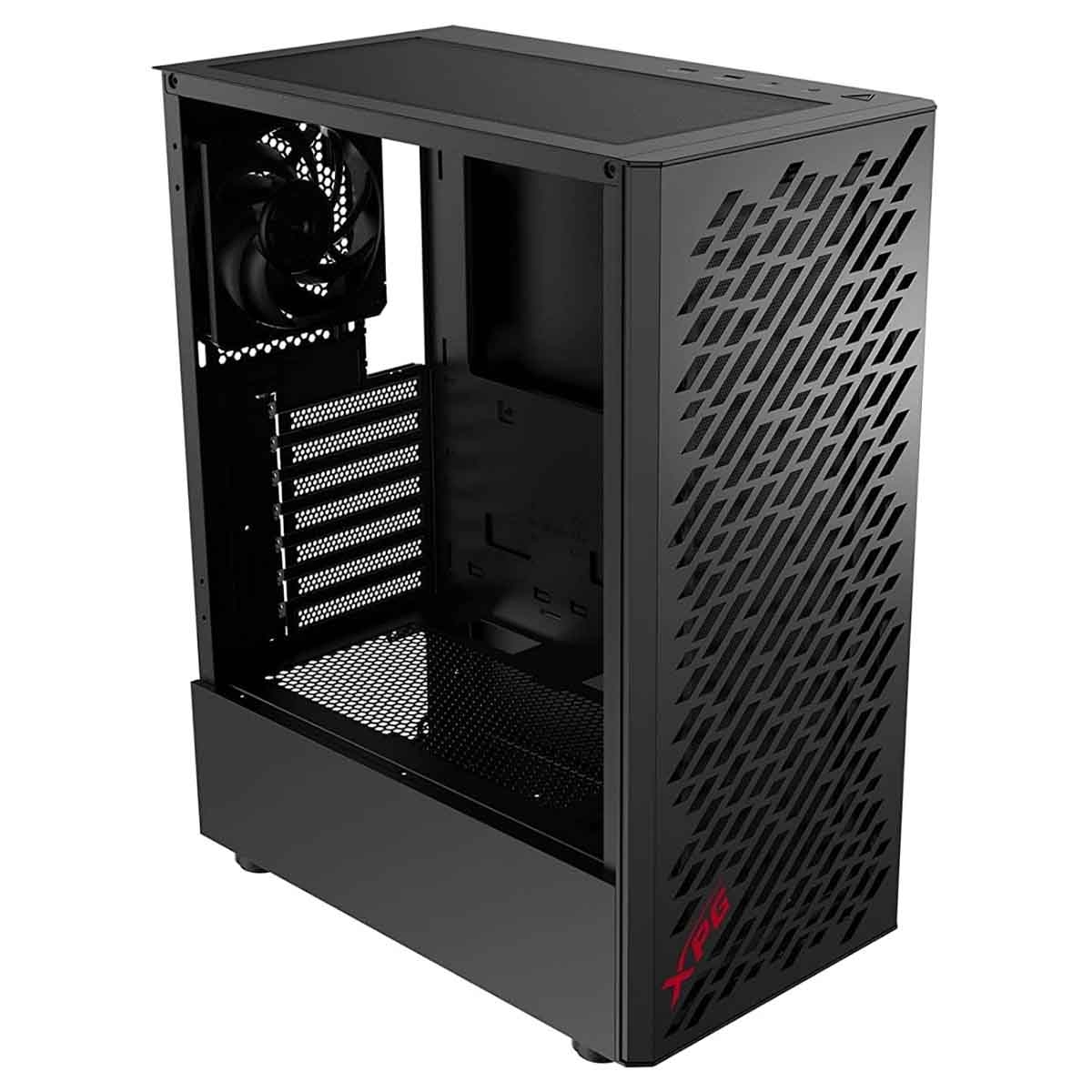 إكس بي جي كيس كمبيوتر ATX باللون الأسود مع 4 مراوح غير ARGB سلسلة Valor Air مع لوحة أمامية شبكية