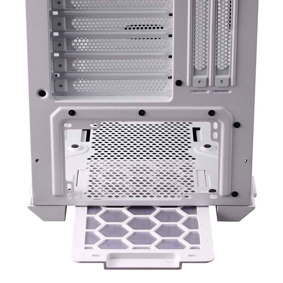 إكس بي جي كيس كمبيوتر ATX باللون الأبيض مع 3 مراوح غير ARGB ولوحة أمامية شبكية سلسلة Defender