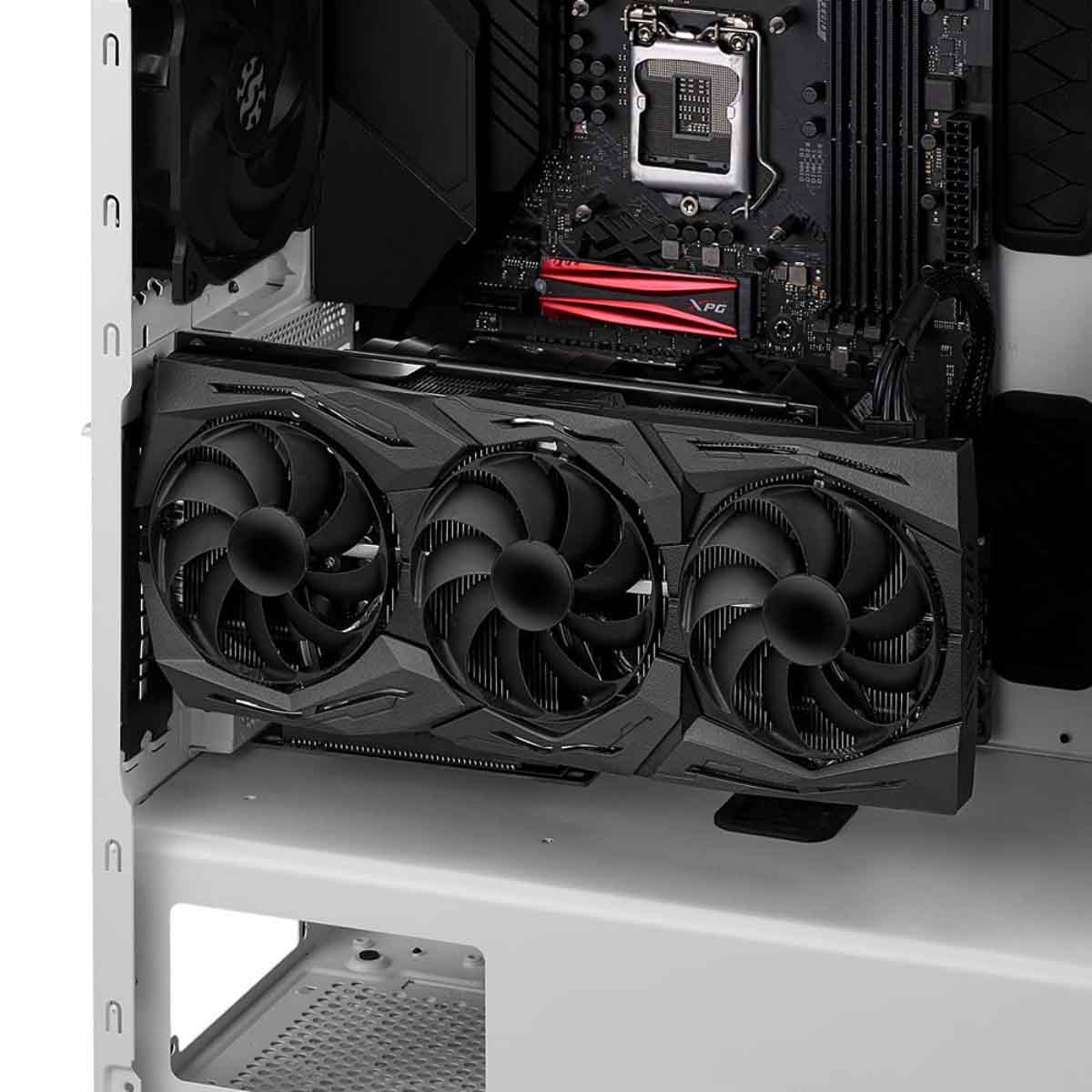 إكس بي جي كيس كمبيوتر ATX باللون الأبيض مع 3 مراوح غير ARGB ولوحة أمامية شبكية سلسلة Defender