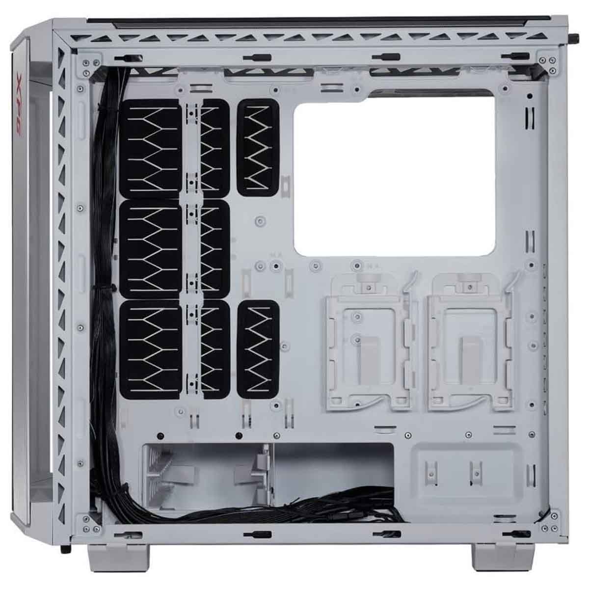 إكس بي جي كيس كمبيوتر ATX باللون الأبيض مع 4 مراوح ARGB وزجاج مقسى من أربع جهات سلسلة Battlecruiser
