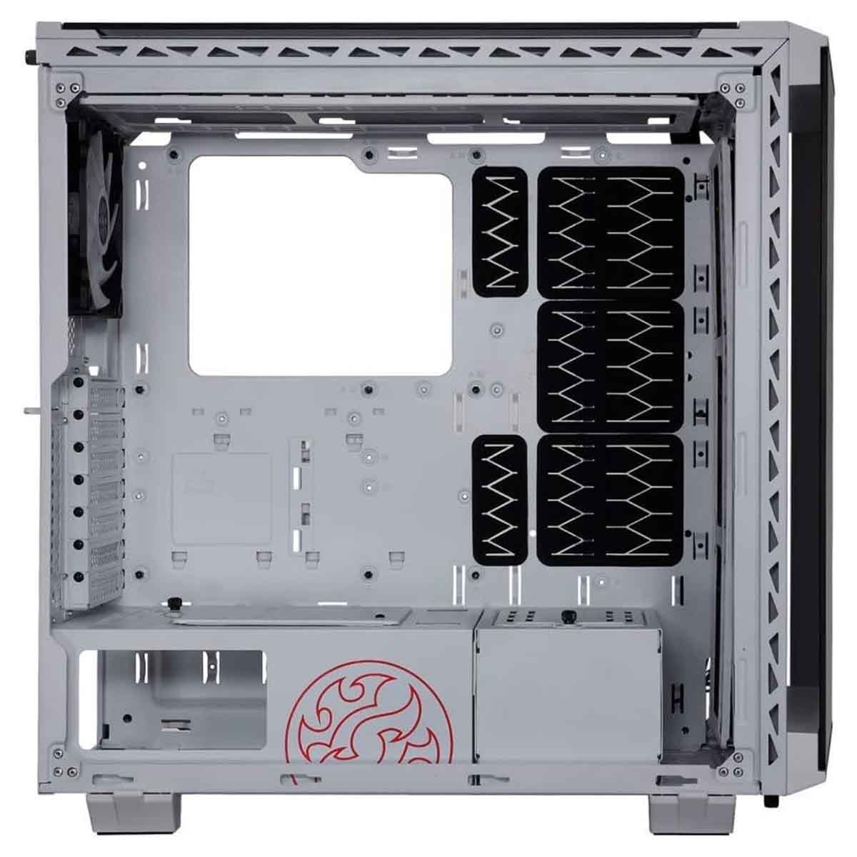 إكس بي جي كيس كمبيوتر ATX باللون الأبيض مع 4 مراوح ARGB وزجاج مقسى من أربع جهات سلسلة Battlecruiser