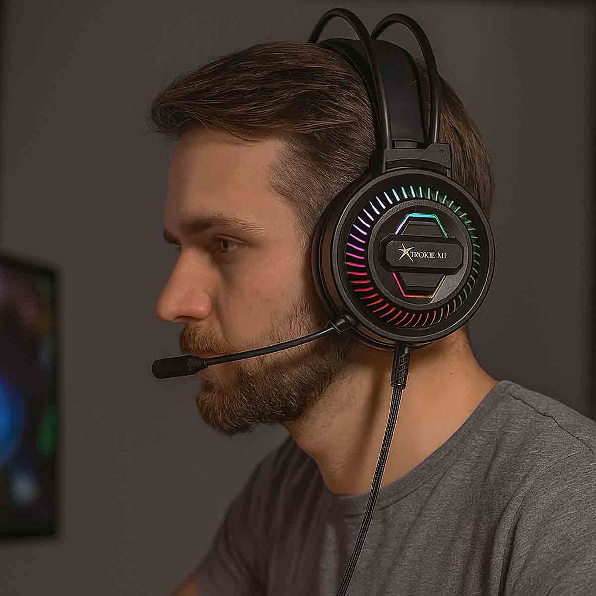 إكسترايك مي سماعة رأس ألعاب سلكية مزودة بإضاءة RGB موديل GH-510