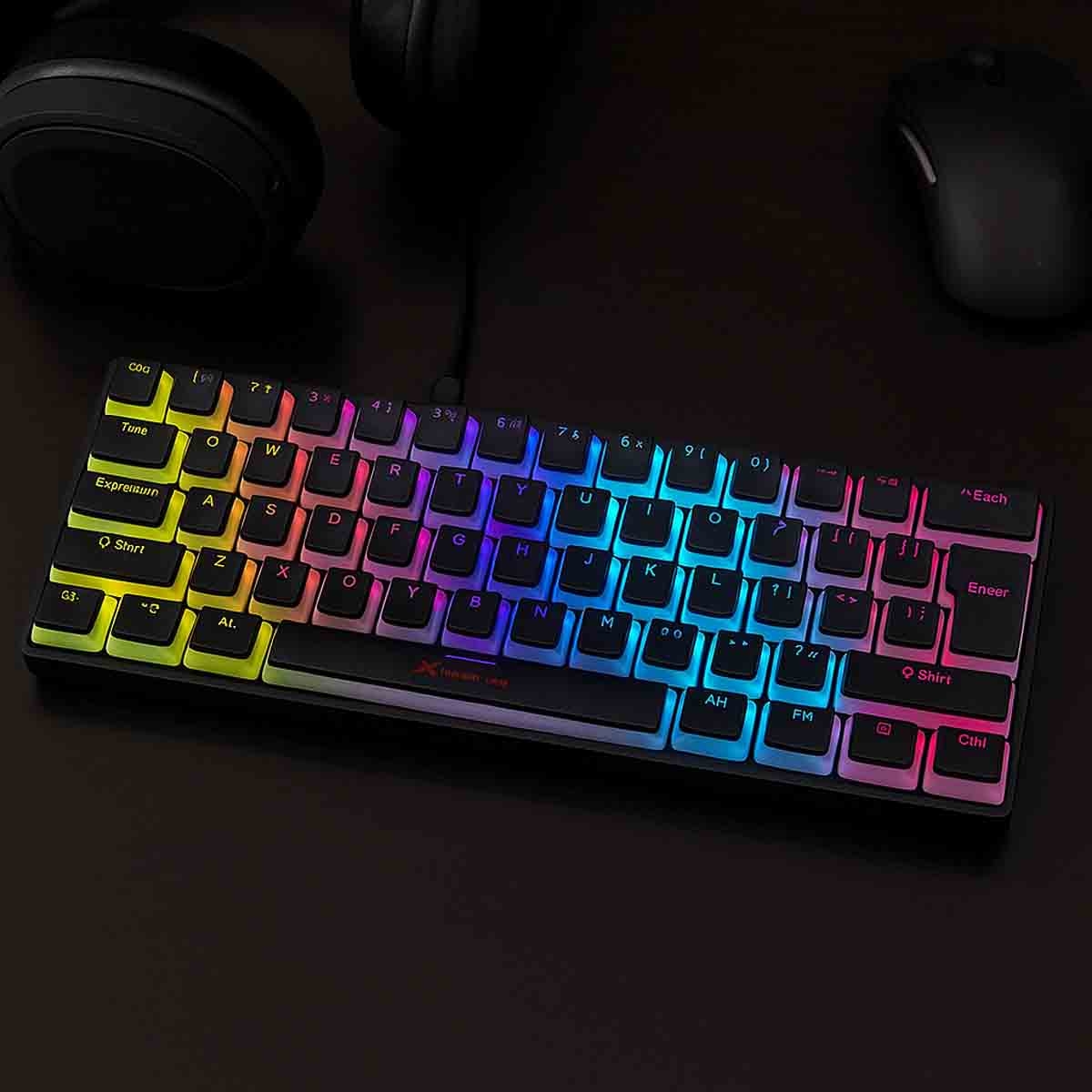 إكسترايك مي لوحة مفاتيح ميكانيكية سلكية بإضاءة قوس قزح موديل GK-985P