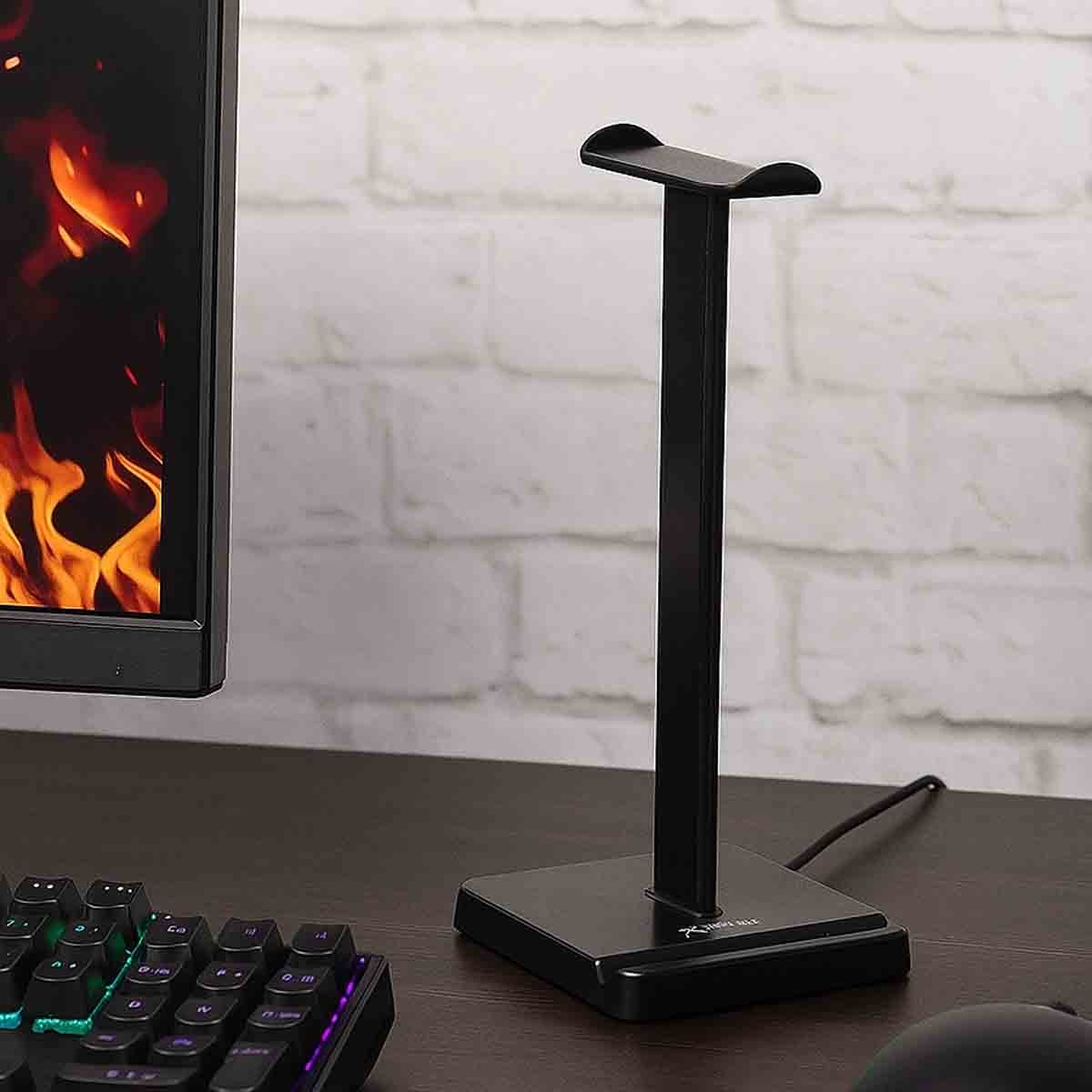 إكسترايك مي حامل سماعات رأس بقاعدة مانعة للانزلاق، لون أسود