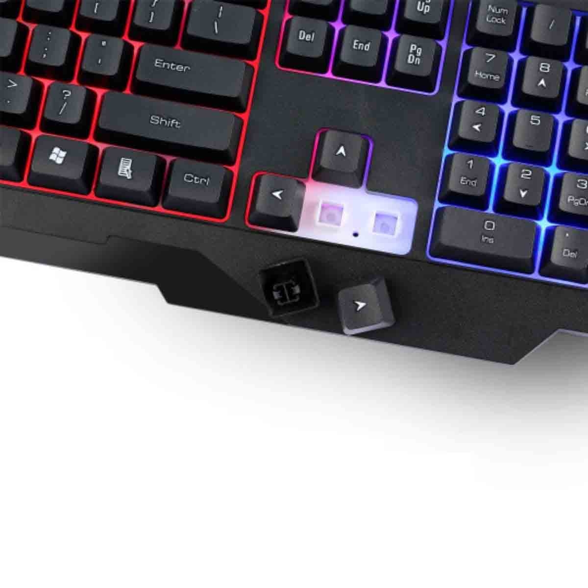 إكسترايك مي لوحة مفاتيح سلكية للألعاب بمفاتيح غشاء بإضاءة قوس قزح موديل KB-306
