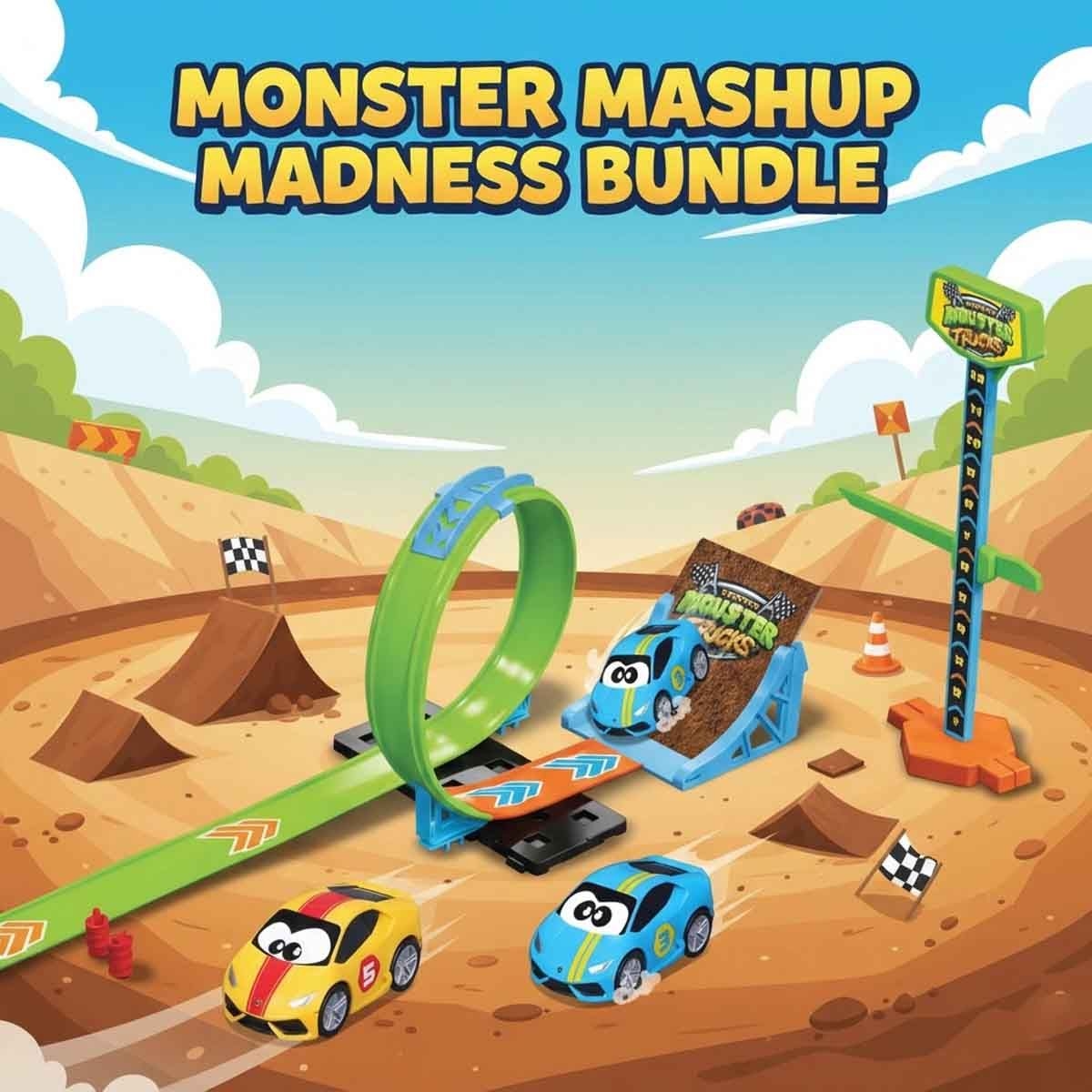 BB Junior Lamborghini Car & Maisto Micro Monster Truck Show Set Bundle Unisex, 3-4 Years