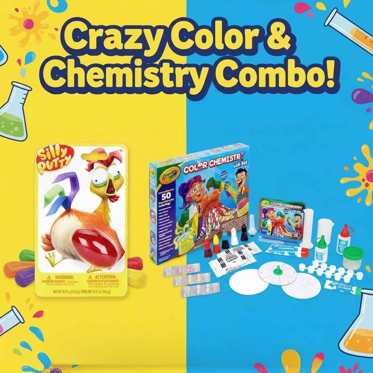 Crayola Original Silly Putty & Color Chemistry Lab Set Bundle Pack Unisex, 8-10 Years