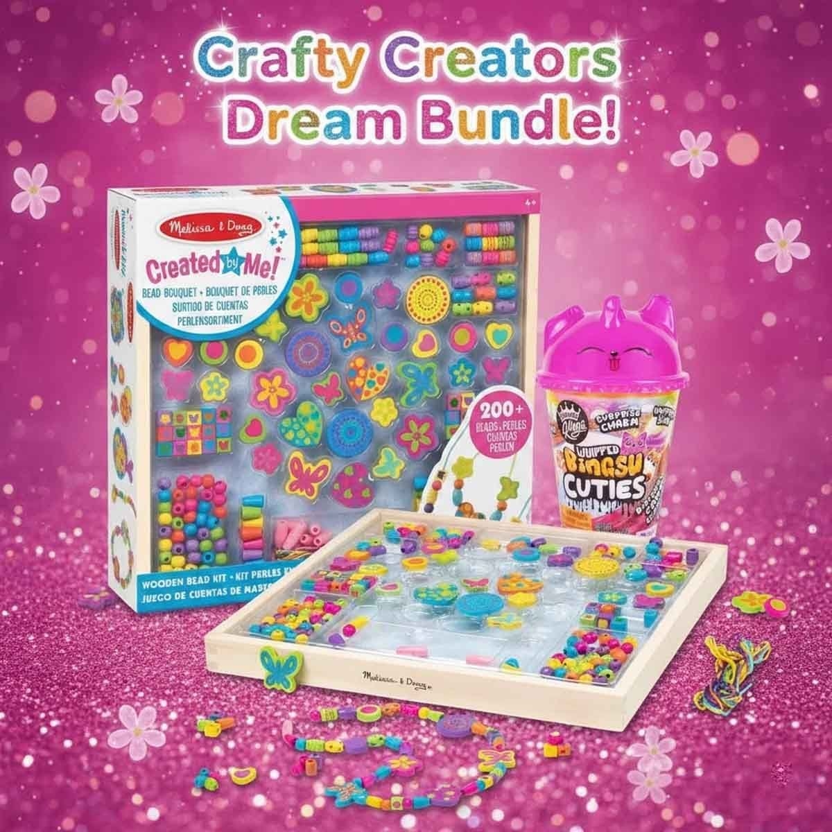 Melissa & Doug Bead Bouquet & MAC CTK Craft Kit with Compound Kings Bingsu Slime Bundle Unisex, 5-7 Years