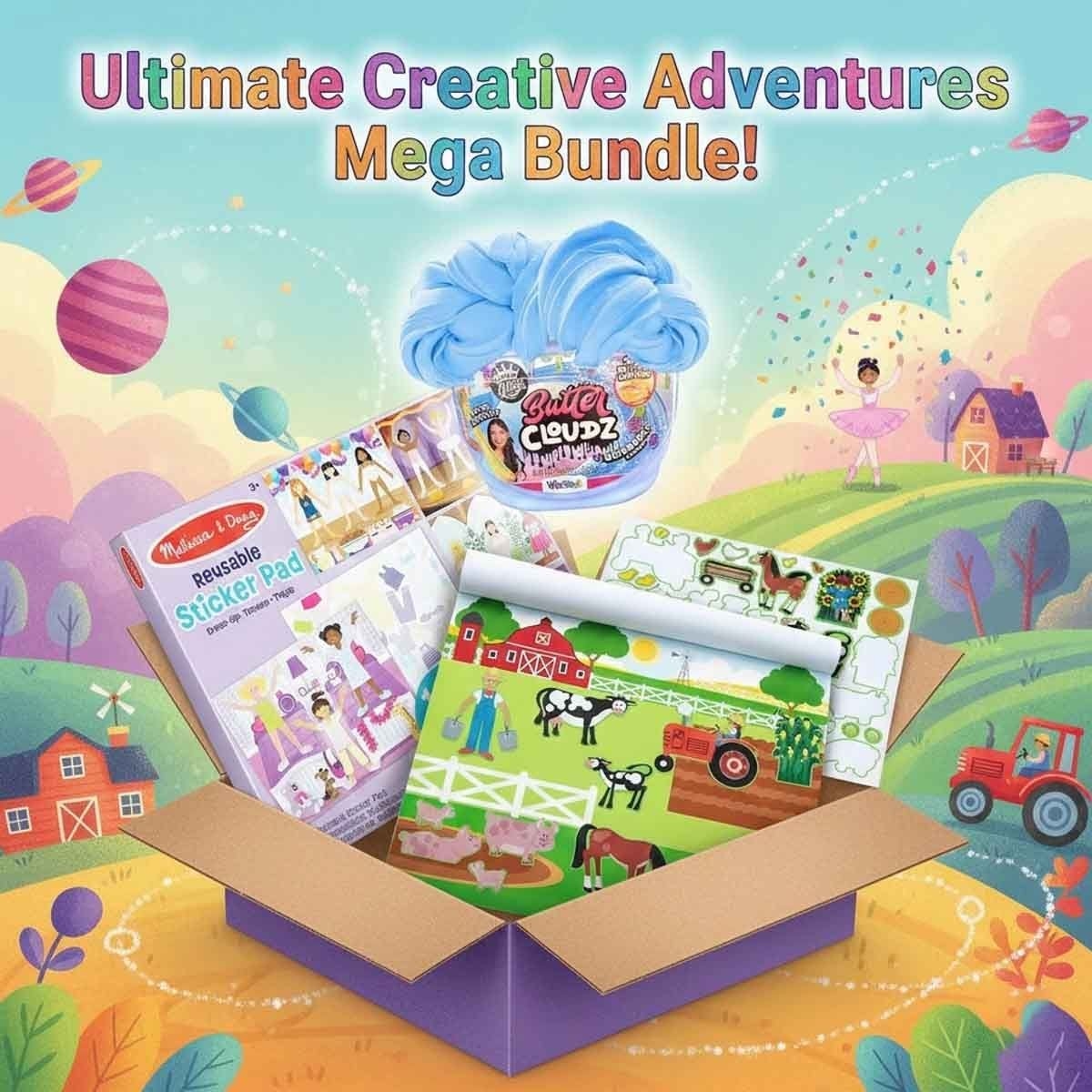 Melissa & Doug Habitats with Dress-Up Sticker Pad & Compound Kings Slime Bundle Unisex, 3-4 Years