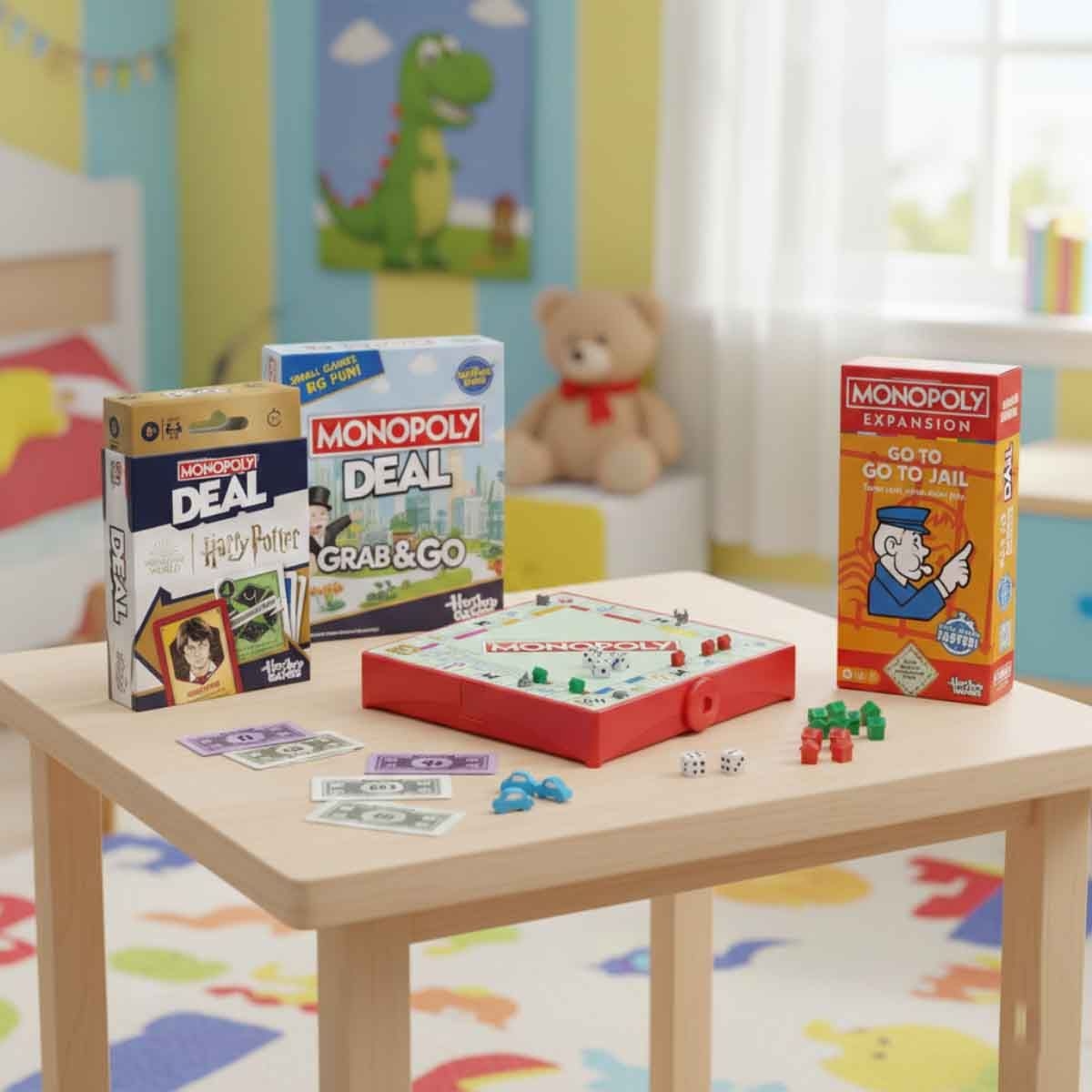 Monopoly Deal Harry Potter with Grab & Go & Go To Jail Board Game Bundle Unisex, 8-10 Years