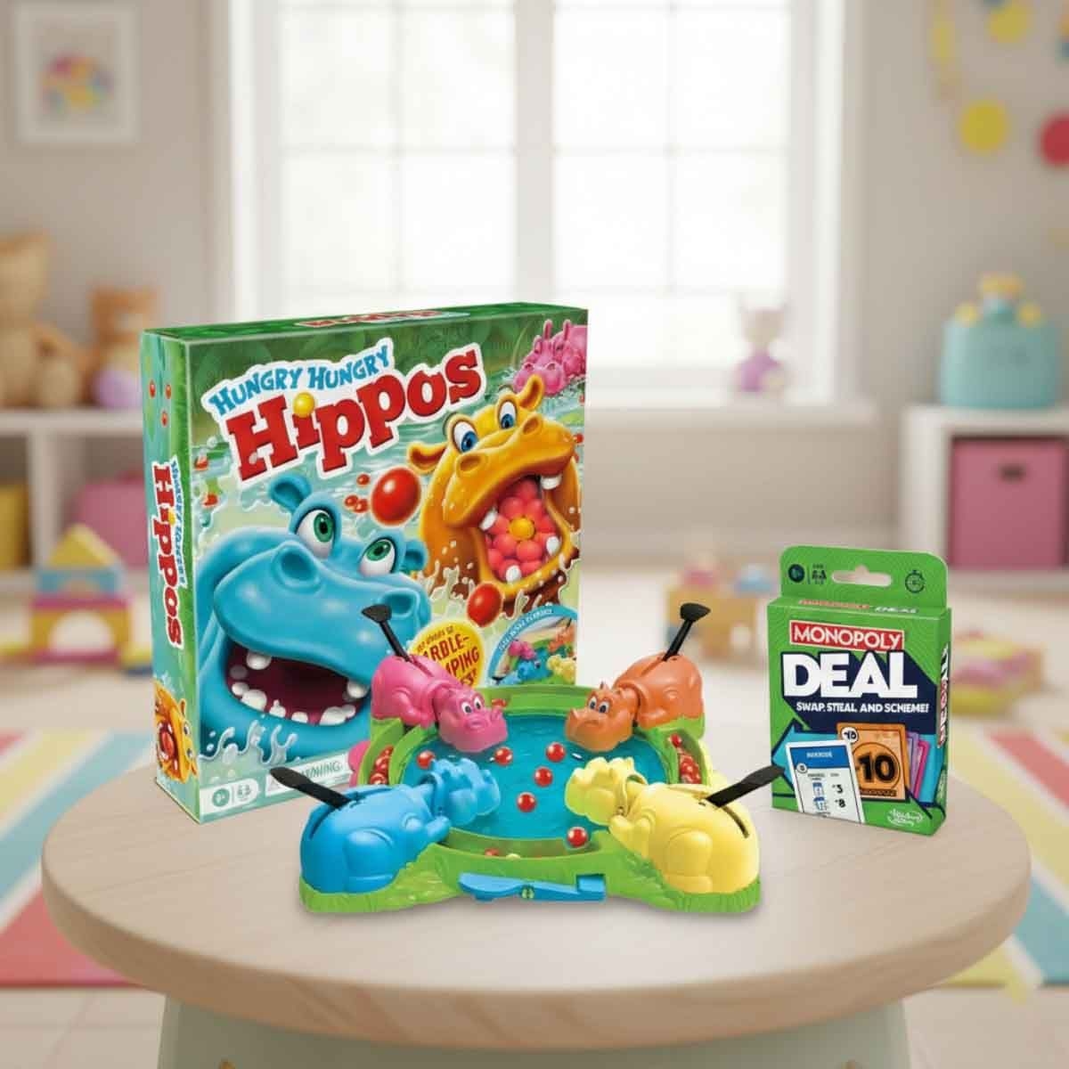Monopoly Deal Refresh & Hasbro Gaming Hungry Hungry Hippos Board Game Bundle Unisex, 8-10 Years